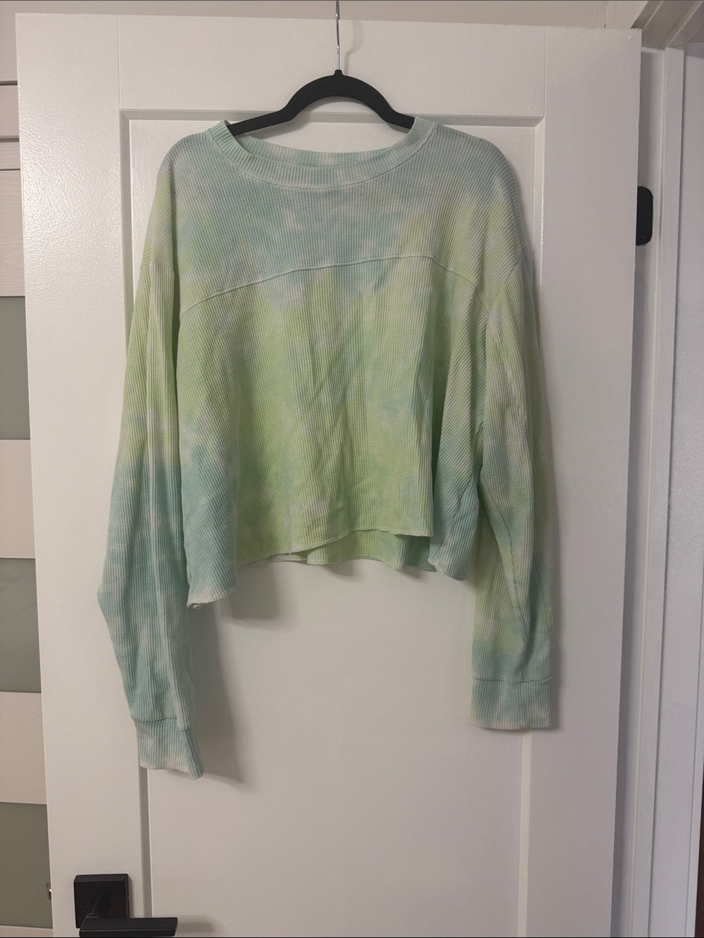 wild fable Cropped Waffle Tie-Dye Long-Sleeve Top - Mint & Sky Blue